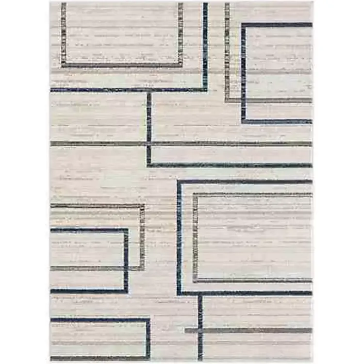 Area Rugs-Kirklands Home Blue and Gray Contemporary Geo Area Rug, 7x9