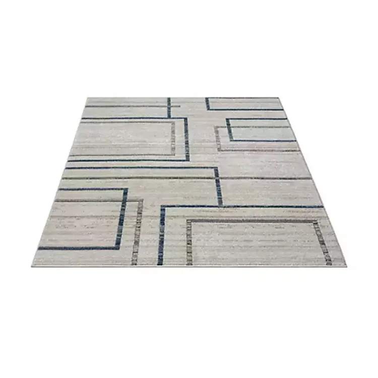 Area Rugs-Kirklands Home Blue and Gray Contemporary Geo Area Rug, 7x9