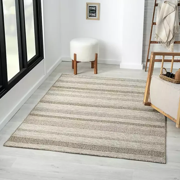 Area Rugs-Kirklands Home Striped Indoor/Outdoor Area Rug, 5x7 Tan