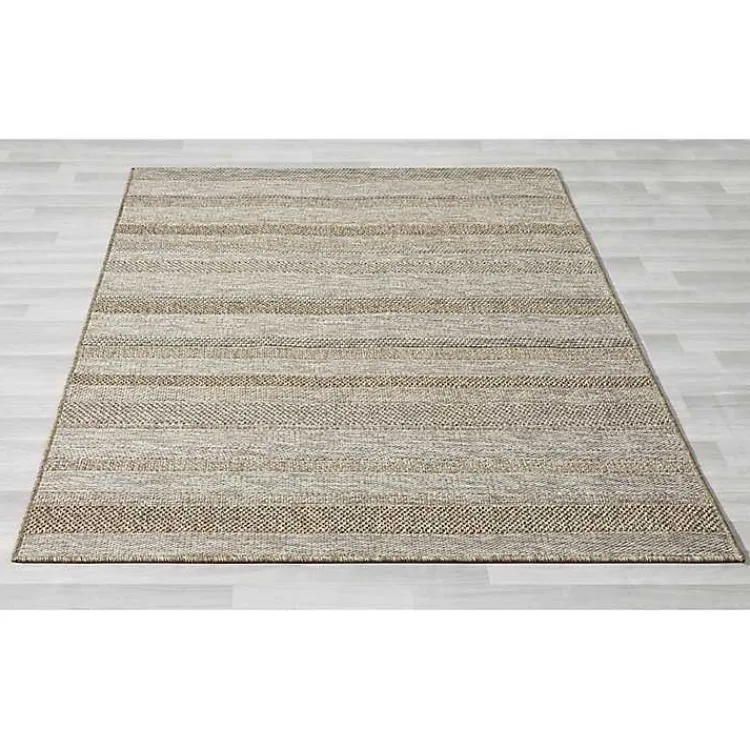 Area Rugs-Kirklands Home Striped Indoor/Outdoor Area Rug, 5x7 Tan