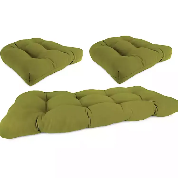Outdoor Cushions & Pillows-Kirklands Home French Edge 3-pc. Outdoor Wicker Cushion Set Green