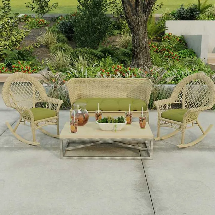 Outdoor Cushions & Pillows-Kirklands Home French Edge 3-pc. Outdoor Wicker Cushion Set Green
