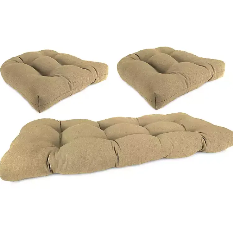 Outdoor Cushions & Pillows-Kirklands Home Beige French Edge 3-pc. Outdoor Wicker Cushion Set Tan