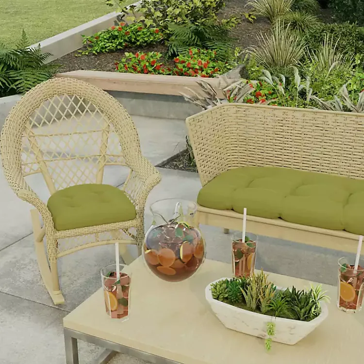 Outdoor Cushions & Pillows-Kirklands Home French Edge 2-pc. Outdoor Wicker Cushion Set Green