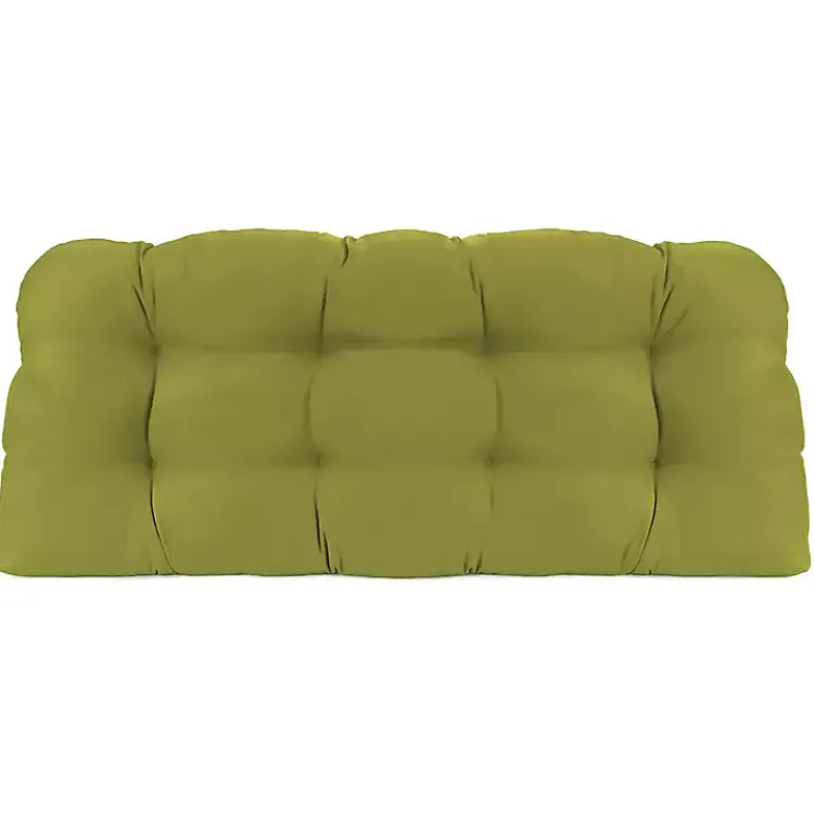 Outdoor Cushions & Pillows-Kirklands Home French Edge Outdoor Wicker Settee Cushion Green
