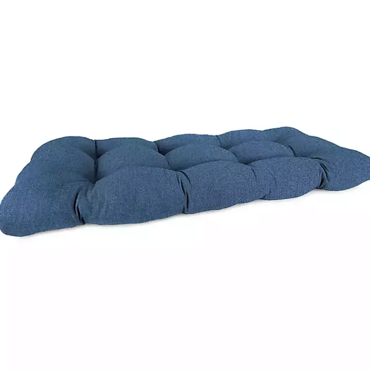 Outdoor Cushions & Pillows-Kirklands Home French Edge Outdoor Wicker Settee Cushion Blue