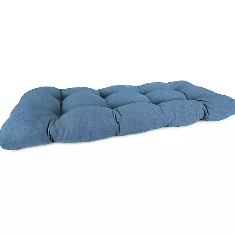 Outdoor Cushions & Pillows-Kirklands Home Chambray French Outdoor Wicker Settee Cushion Blue