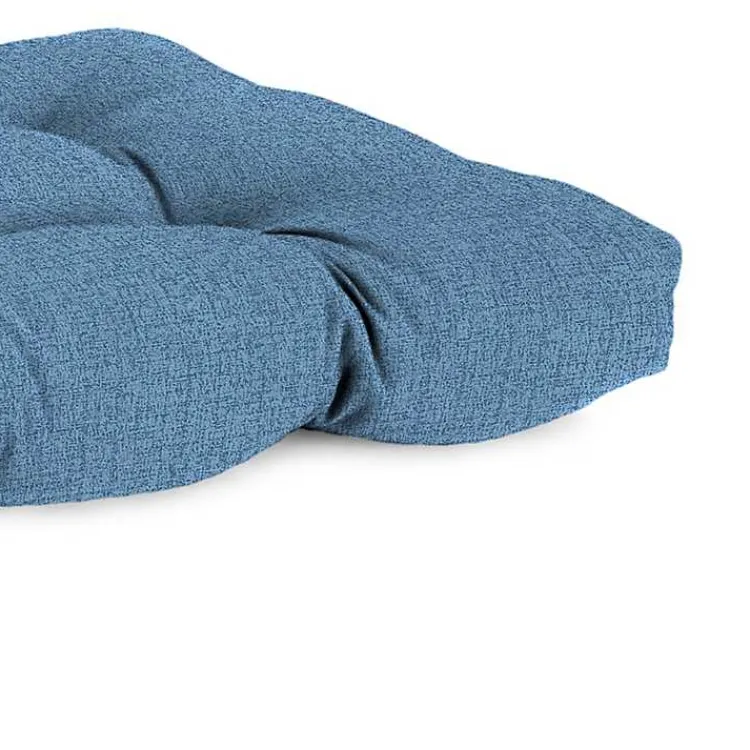 Outdoor Cushions & Pillows-Kirklands Home Chambray French Outdoor Wicker Settee Cushion Blue