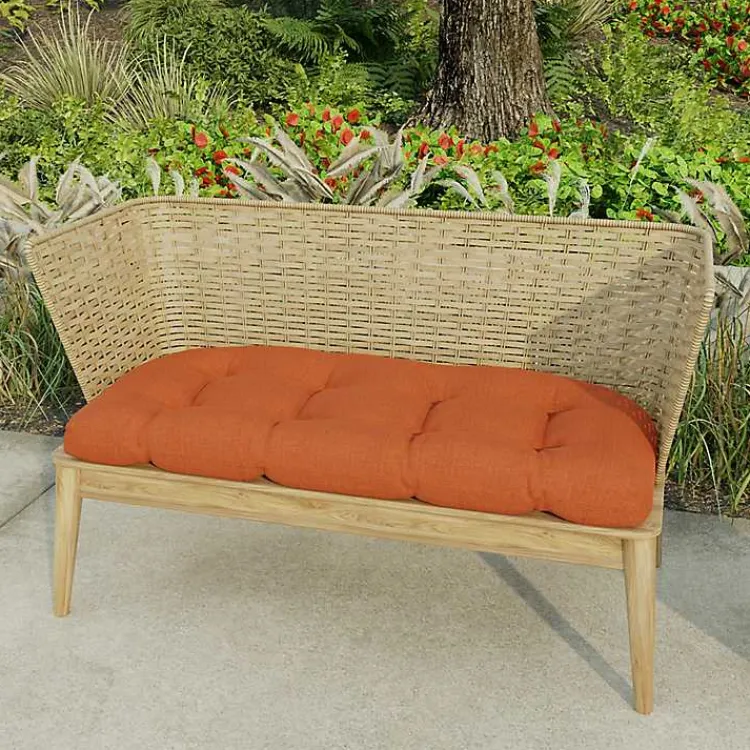 Outdoor Cushions & Pillows-Kirklands Home French Edge Outdoor Wicker Settee Cushion Red