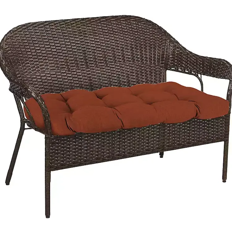 Outdoor Cushions & Pillows-Kirklands Home French Edge Outdoor Wicker Settee Cushion Red