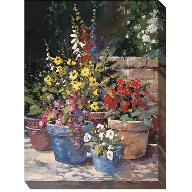 Outdoor Wall Decor-Kirklands Home Potted Flowers Outdoor Canvas Art Print Multi
