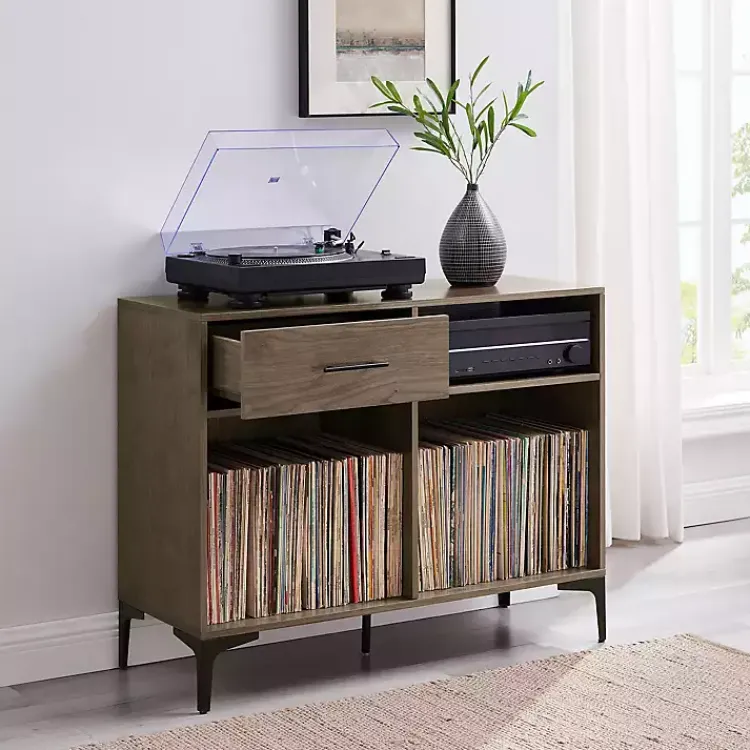 Tv Stands & Media Consoles-Kirklands Home Finn Record Storage Media Cabinet Brown