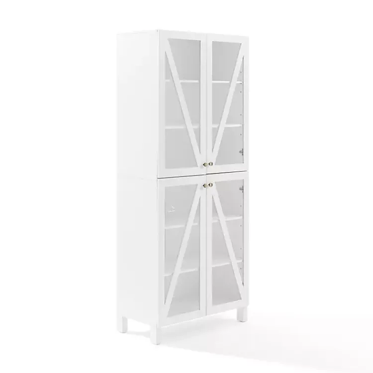 Cabinets & Sideboards-Kirklands Home Tall Triangle 4-Door Wood Cabinet White