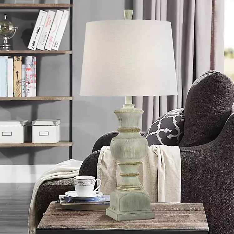 Table Lamps-Kirklands Home Textured Spindle Table Lamp White