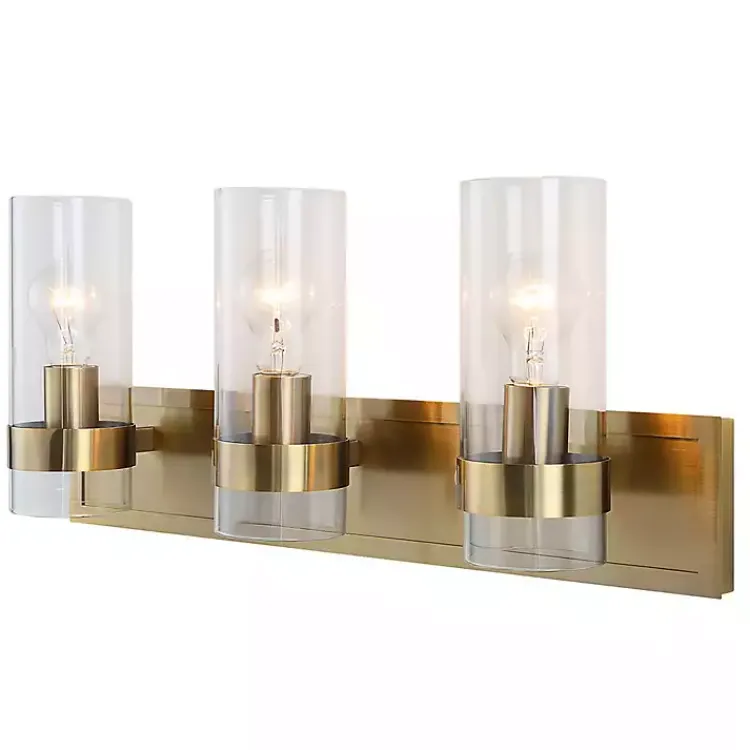 Chandeliers & Pendant Lighting-Kirklands Home Metal 3-Shade Vanity Light Gold