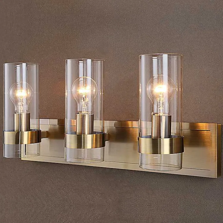 Chandeliers & Pendant Lighting-Kirklands Home Metal 3-Shade Vanity Light Gold
