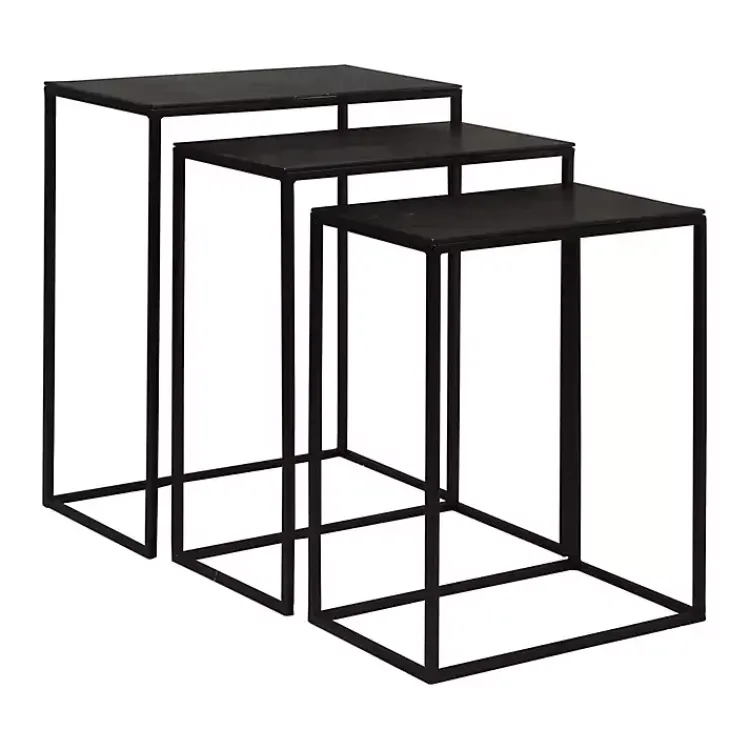 Accent & End Tables-Kirklands Home Bronze & Metal Nesting Side Tables, Set of 3 Black