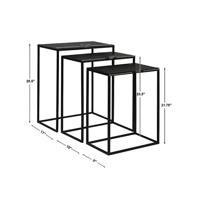 Accent & End Tables-Kirklands Home Bronze & Metal Nesting Side Tables, Set of 3 Black