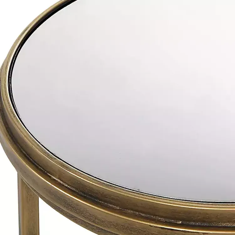 Accent & End Tables-Kirklands Home Metal Mirror Top 2-pc. Nesting Side Table Set Gold