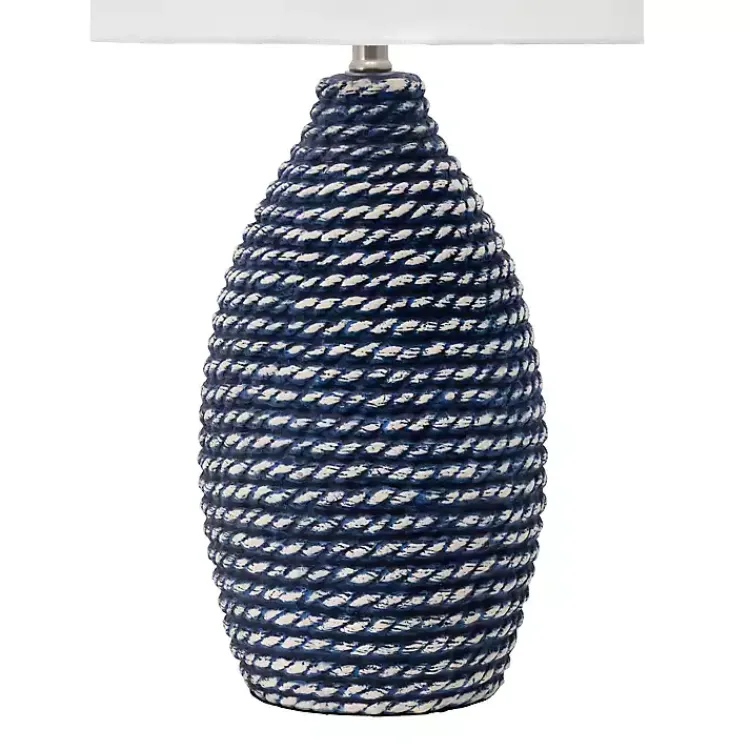 Table Lamps-Kirklands Home Blue and Ceramic Faux Rope Table Lamp White