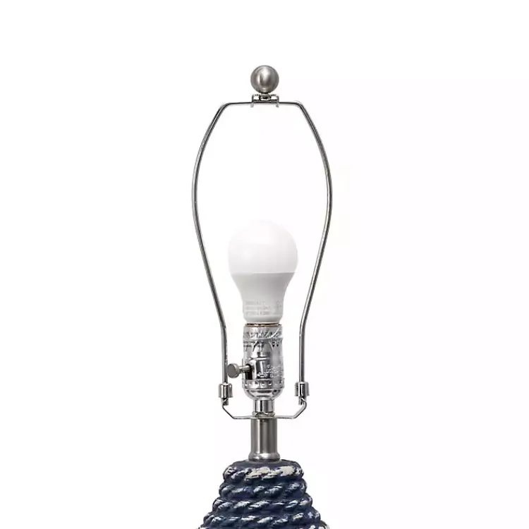 Table Lamps-Kirklands Home Blue and Ceramic Faux Rope Table Lamp White