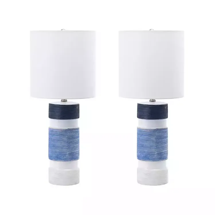Table Lamps-Kirklands Home and Blue Large Stripe Table Lamp White