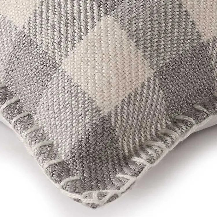 Outdoor Cushions & Pillows-Kirklands Home Gray Buffalo Check Stitched Outdoor Throw Pillow