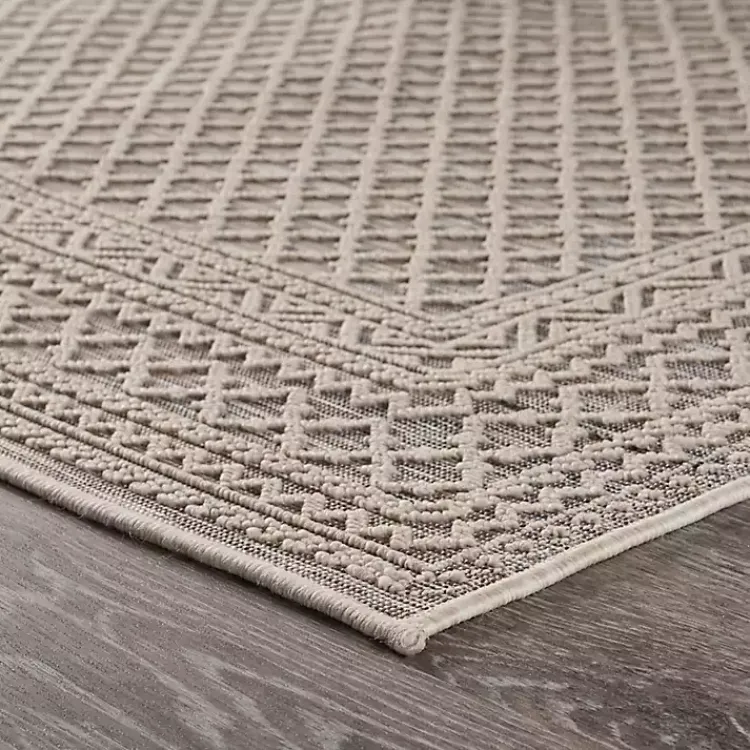 Outdoor Rugs-Kirklands Home Neutral Bordered Lattice Outdoor Area Rug, 5x7 Gray
