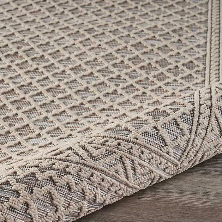 Outdoor Rugs-Kirklands Home Neutral Bordered Lattice Outdoor Area Rug, 5x7 Gray