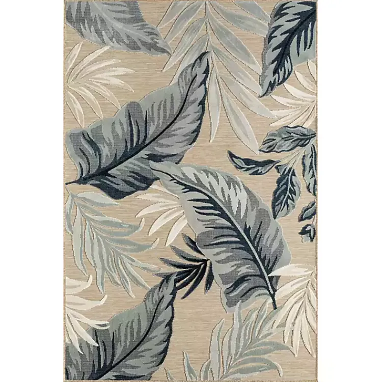 Outdoor Rugs-Kirklands Home Large Print Tropical Leaf Outdoor Area Rug, 5x7