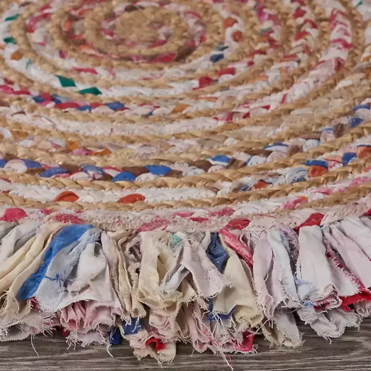 Area Rugs-Kirklands Home Round Multicolor Braided Jute Area Rug, 3x3