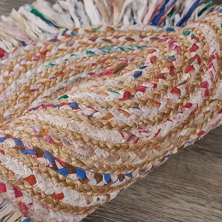 Area Rugs-Kirklands Home Round Multicolor Braided Jute Area Rug, 3x3