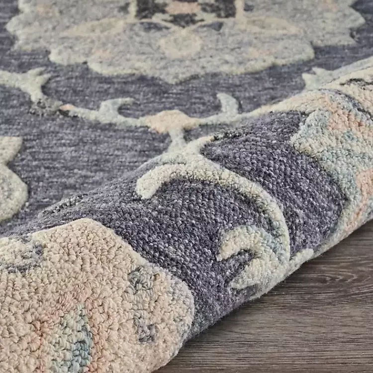 Area Rugs-Kirklands Home Round Geometric Floral Area Rug, 4x4 Blue