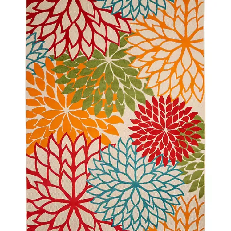 Outdoor Rugs-Kirklands Home Bright Red Floral Burst Outdoor Area Rug, 6x9