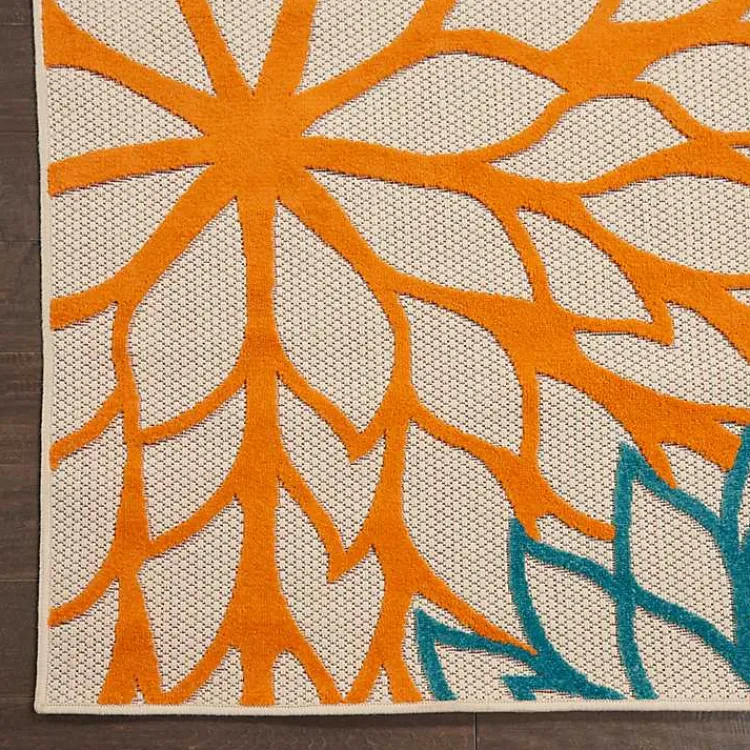 Outdoor Rugs-Kirklands Home Bright Red Floral Burst Outdoor Area Rug, 6x9