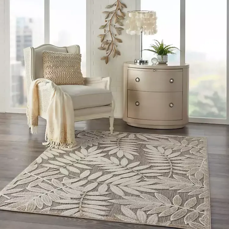 Outdoor Rugs-Kirklands Home Natural Botanical Outdoor Area Rug, 6x9