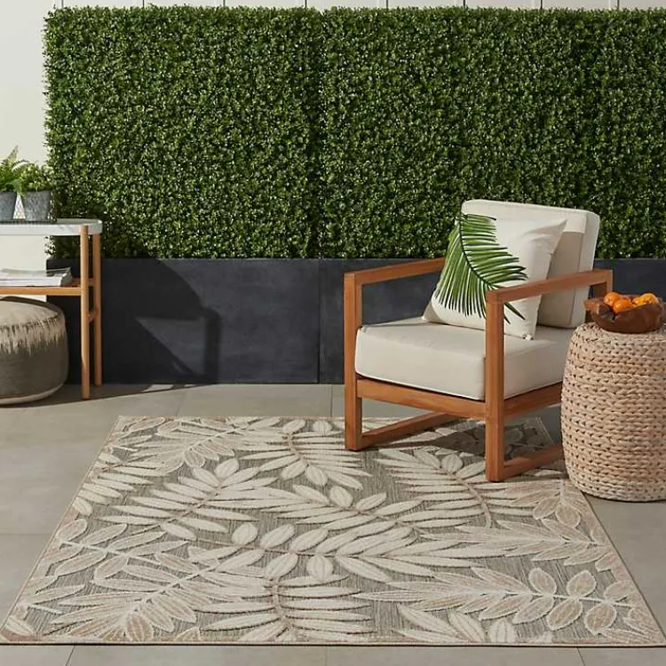 Outdoor Rugs-Kirklands Home Natural Botanical Outdoor Area Rug, 6x9