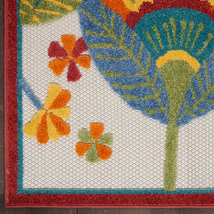 Outdoor Rugs-Kirklands Home Whimsical Flowers Outdoor Area Rug, 6x9 Multi