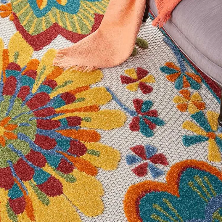 Outdoor Rugs-Kirklands Home Whimsical Flowers Outdoor Area Rug, 6x9 Multi