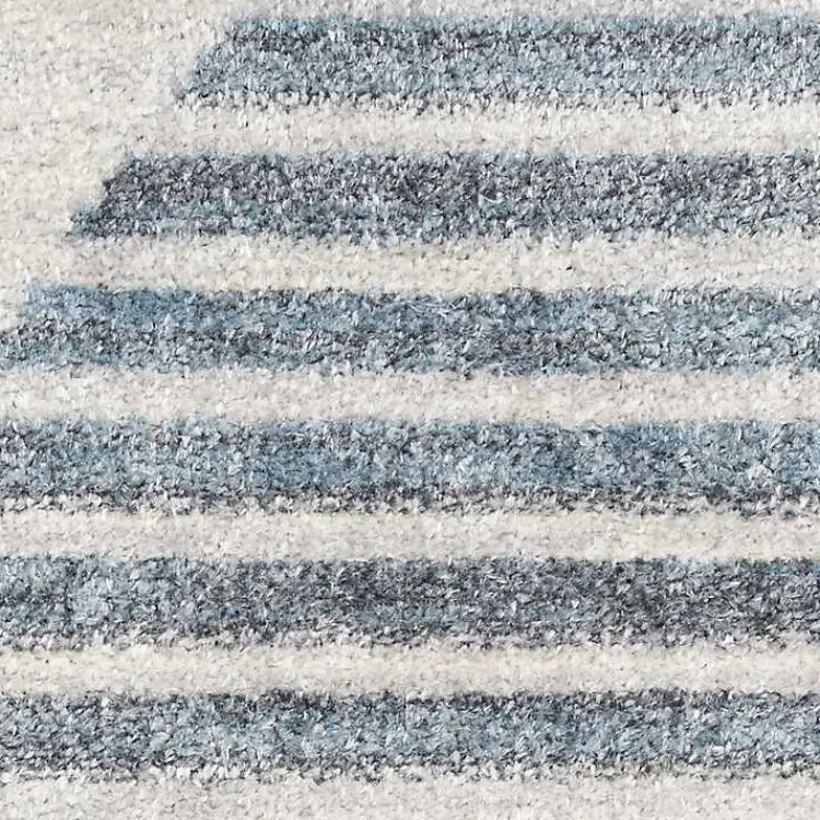 Area Rugs-Kirklands Home Blue and Ivory Half Moon Washable Area Rug, 5x7