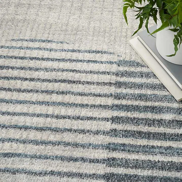 Area Rugs-Kirklands Home Blue and Ivory Half Moon Washable Area Rug, 5x7