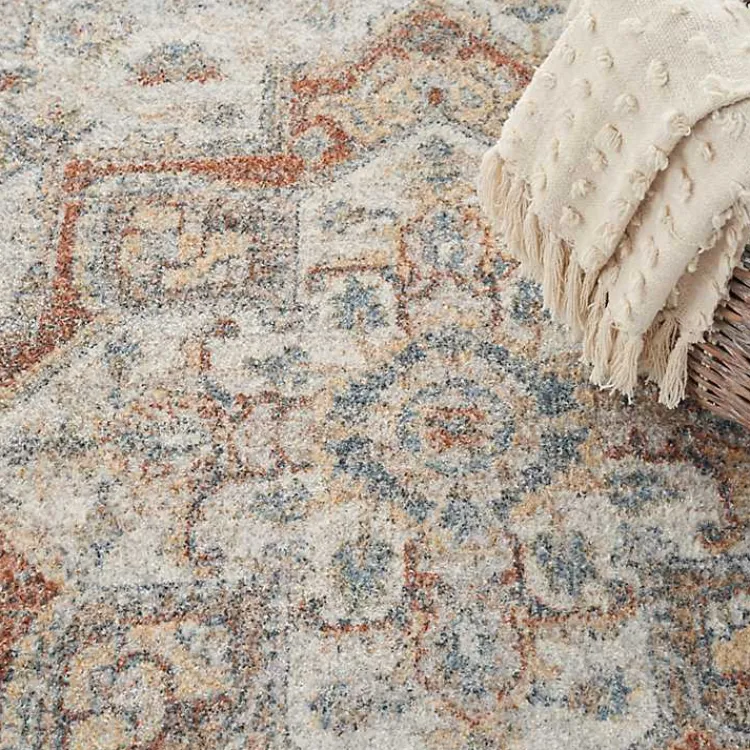 Area Rugs-Kirklands Home Pastel Medallion Washable Area Rug, 5x7 Gray