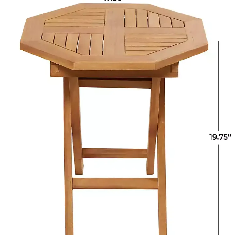 Outdoor Tables-Kirklands Home Octagonal Wood Slatted Outdoor Accent Table Brown