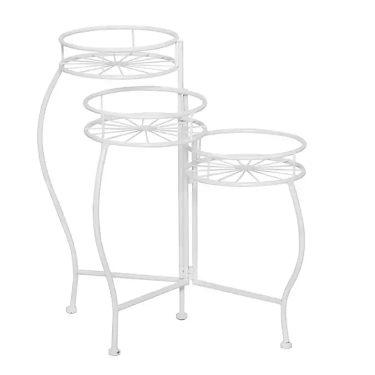 Planters-Kirklands Home Metal Starburst 3-Tier Plant Stand White