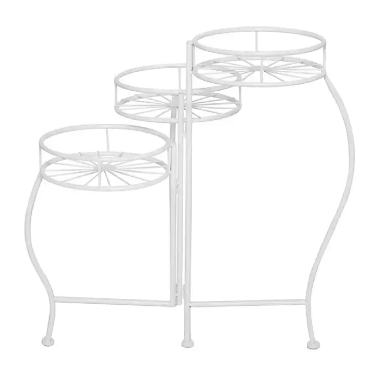 Planters-Kirklands Home Metal Starburst 3-Tier Plant Stand White