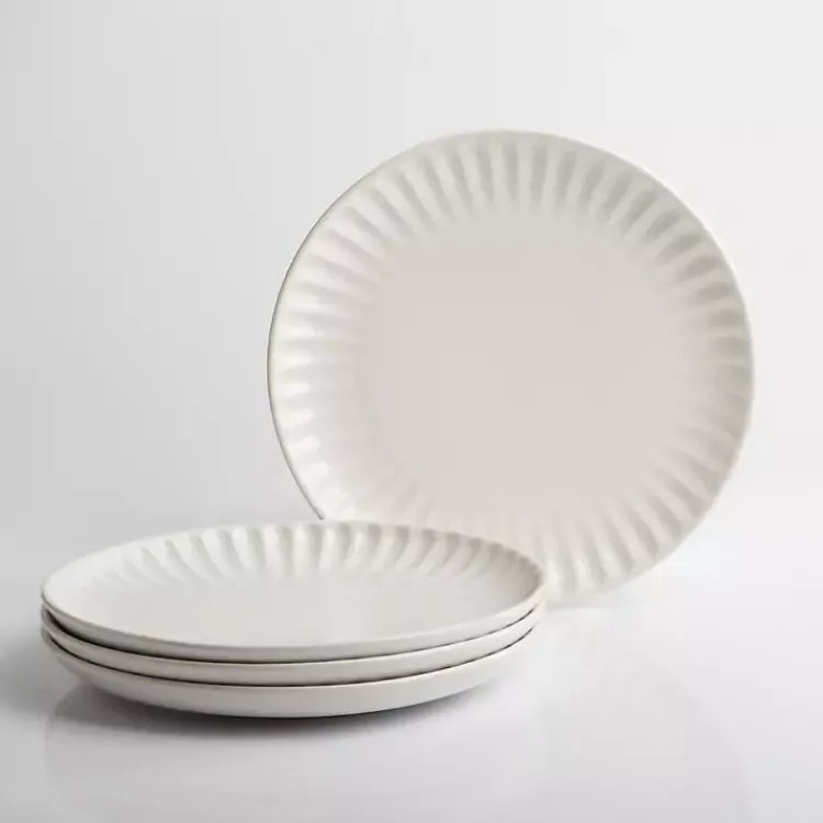 Dinnerware-Kirklands Home Petals Ceramic Salad Plates, Set of 4 White