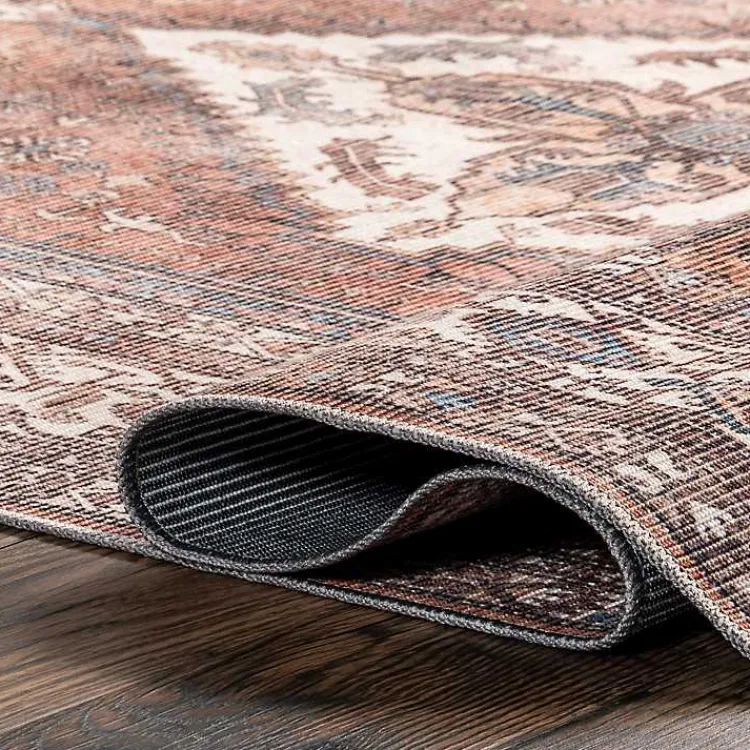 Area Rugs-Kirklands Home Persian Medallion Washable Area Rug, 3x5 Red