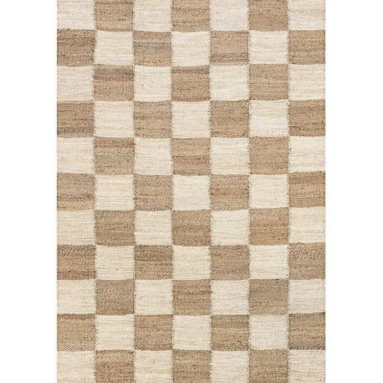 Area Rugs-Kirklands Home Jute Tan Checkered Area Rug, 5x8