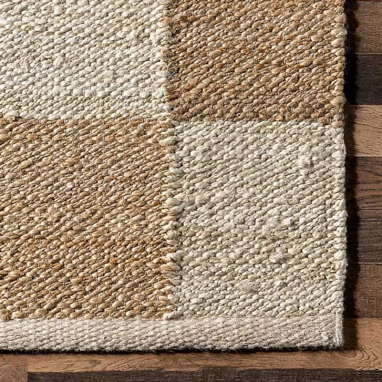 Area Rugs-Kirklands Home Jute Tan Checkered Area Rug, 5x8