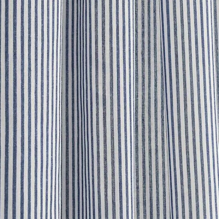 Curtains & Drapes-Kirklands Home Blue Stripe Ruffled Curtain Panel Set, 84 in.